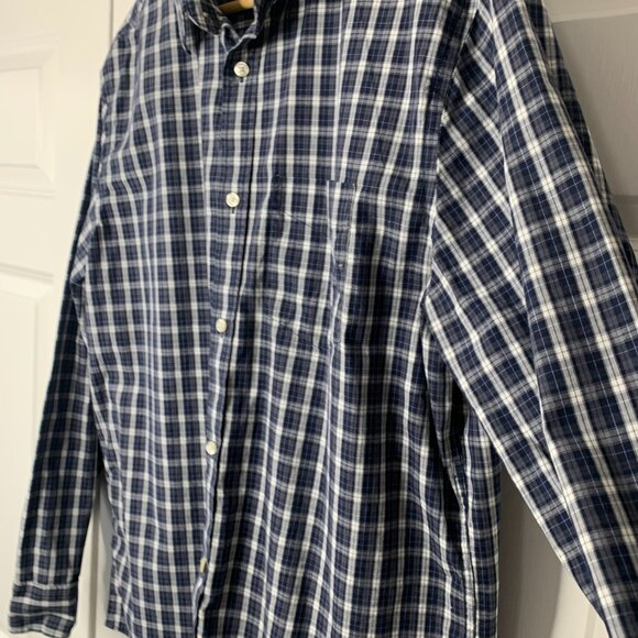 Banana Republic Men’s XL Blue,Grey & White Checked Long Sleeve 100% Cotton Shirt - Picture 4 of 16